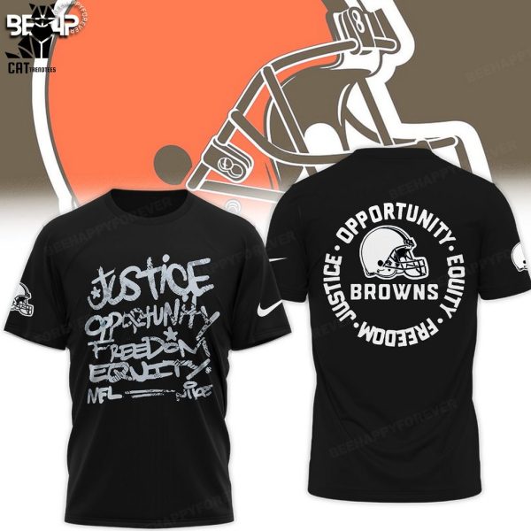 Cleveland Browns Justice Opportunity Equity Freedom Black Nike Logo Design 3D Hoodie