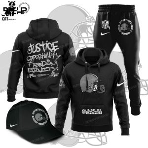 Cleveland Browns Justice Opportunity Equity Freedom  Nike Logo Design Hoodie Longpant Cap Set