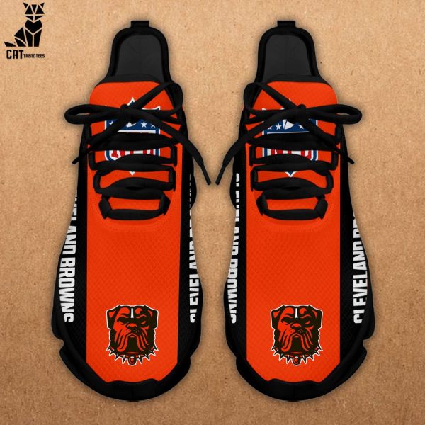 Cleveland Browns Orange Black Mascot Design Max Soul Shoes