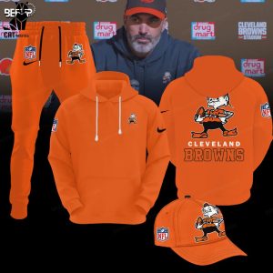 Cleveland Browns Orange NFL Logo Design Hoodie Longpant Cap Set