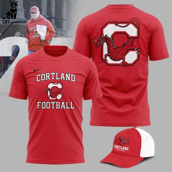 Cortland Red Dragons Football 2023 Mascot Design 3D T-Shirt