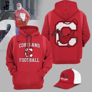 Cortland Red Dragons Football Red Mascot Design Hoodie