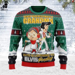 Elvis Presley With Grandma Christmas Design 3D Sweater