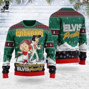 Elvis Presley With Grandma Christmas Design 3D Sweater