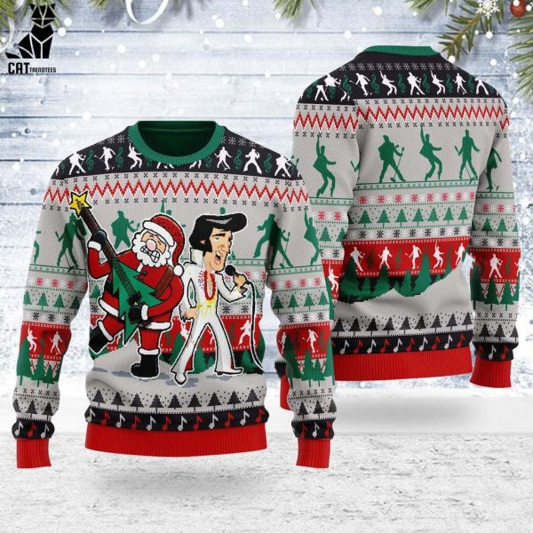 Elviss Presleyy With Santa Christmas Design 3D Sweater