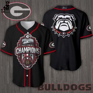 Georgia Bulldogs National Champions Back 2 Back Black Design Baseball Jersey