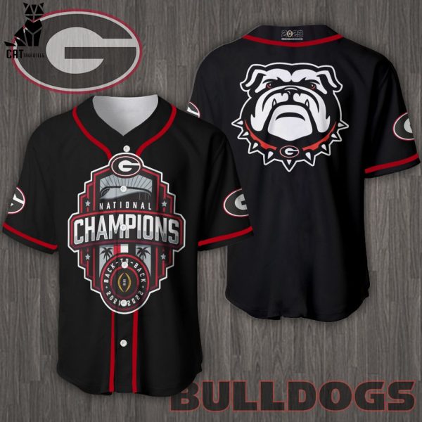 Georgia Bulldogs National Champions Back 2 Back Black Design Baseball Jersey