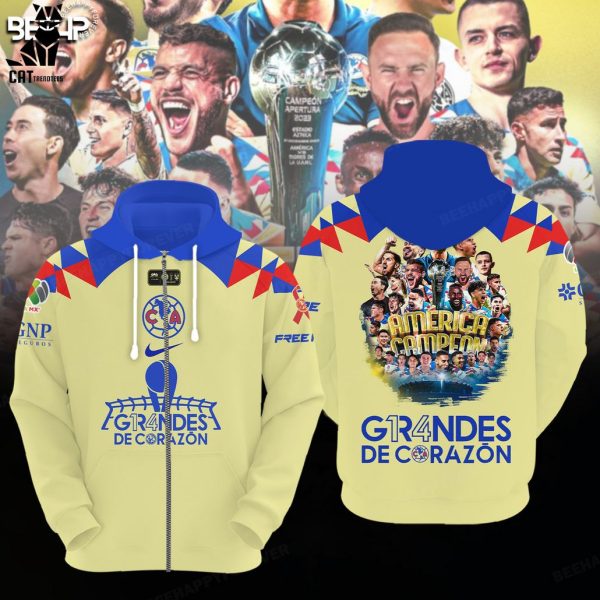 Gr4ndes Nike Logo Club America Limited Edition Yellow Design 3D Hoodie