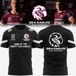 Home Of The Mightly Sea Eagles Manly Warringah Sea Eagles Black Mascot Design 3D T-Shirt
