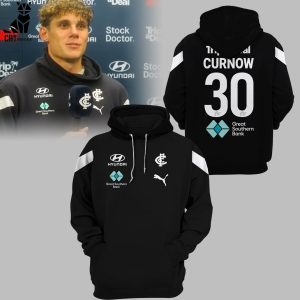 Hyundai AFL Carlton Blues Charlie Curnow Logo Black Design 3D Hoodie