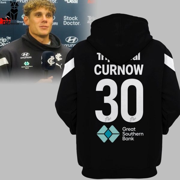 Hyundai AFL Carlton Blues Charlie Curnow Logo Black Design 3D Hoodie