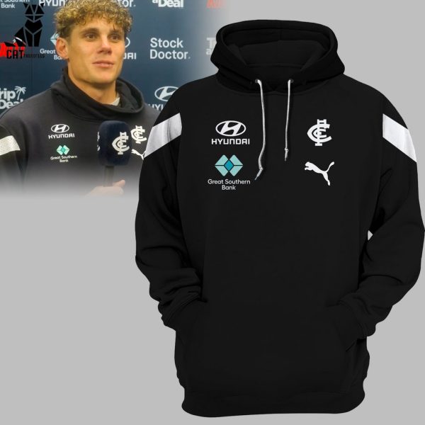 Hyundai AFL Carlton Blues Charlie Curnow Logo Black Design 3D Hoodie