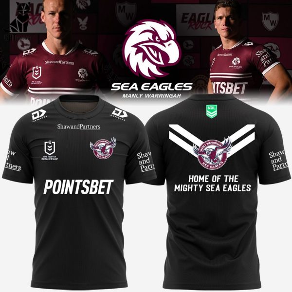 Manly Warringah Sea Eagles Piontsbet Black Design 3D T-Shirt