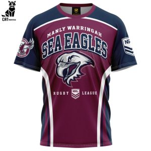 Manly Warringah Sea Eagles Rugby League Logo Design 3D T-Shirt