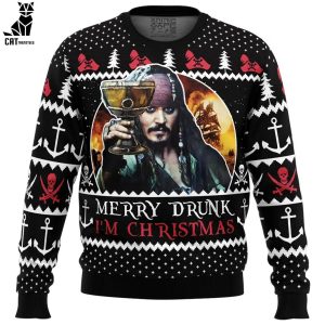 Merry Drunk I’m Christmas Pirates Of The Caribbean Ugly Christmas Black Design 3D Sweater