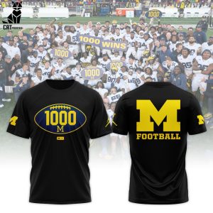 Michigan 1000 Wins Football Black Design 3D T-Shirt