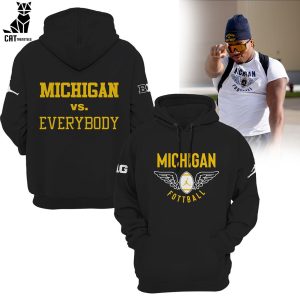 Michigan Vs Everybody Michigan Football Full Black Logo Design 3D Hoodie