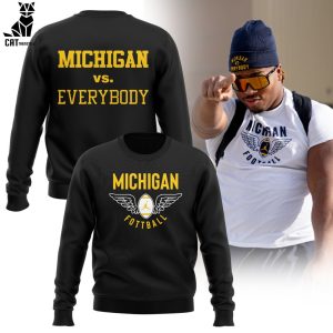 Michigan Vs Everybody Michigan Football Full Black Logo Design 3D Sweater