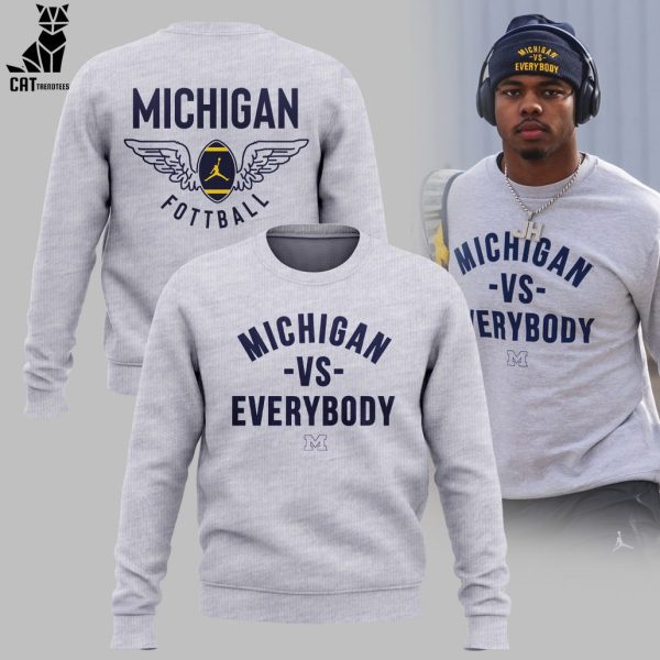 Michigan Vs Everybody Michigan Football Gray 3D Design Sweater