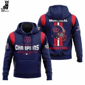 Montreal Alouettes 2023 Champions CFL Grey Cup Champions Blue Design 3D Hoodie