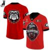 National Champions Georgia Bulldogs Red Mascot Design Baseball Jersey