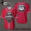 National Champions Georgia Bulldogs White Mascot Design Baseball Jersey