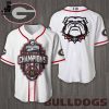 National Champions Georgia Bulldogs Red Mascot Design Baseball Jersey
