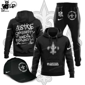 New Orleans Saints Justice Opportunity Equity Freedom  Nike Logo Design Hoodie Longpant Cap Set