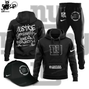 New York Giants Justice Opportunity Equity Freedom  Nike Logo Design Hoodie Longpant Cap Set