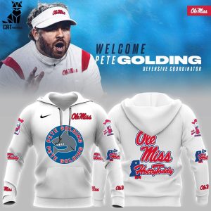 Ole Miss Pete Golding Hotty Toddy  Rebels Football Champions NCAA White Nike Logo Design Hoodie Longpant Cap Set