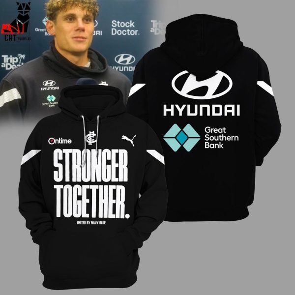 Ontime AFL Carlton Blues Stronger Together United By Navy Blue Black Design 3D  Hoodie