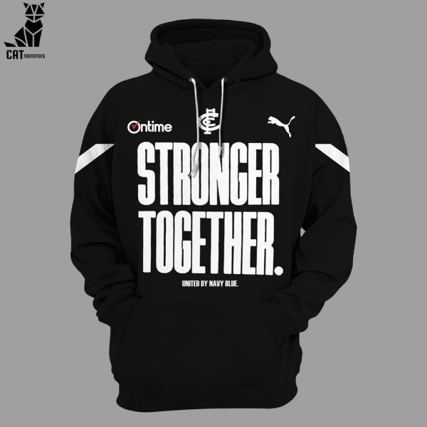 Ontime AFL Carlton Blues Stronger Together United By Navy Blue Black Design 3D  Hoodie