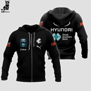 Ontime Carlton Blues Hyundai AFL Black Design 3D Hoodie