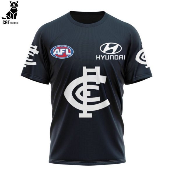 Ontime Carlton Blues Hyundai Black AFL Logo Design 3D Hoodie
