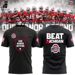Our Honor Defend Ohio State Buckeyes Football Coach Ryan Day NCAA Full Black Design 3D T-Shirt
