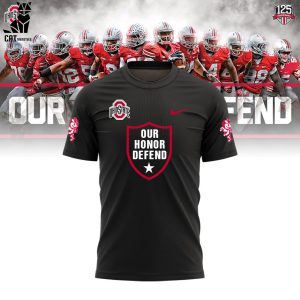 Our Honor Defend Ohio State Buckeyes Football Coach Ryan Day NCAA Full Black Design 3D T-Shirt