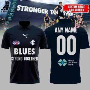 Personalized AFL Blues Strong Together Blue Design 3D Polo Shirt