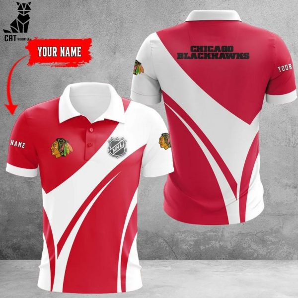 Personalized Chicago Blackhawks Red White Logo Design 3D Polo Shirt