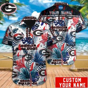 Personalized Georgia Bulldogs Coconut Tree Design Hawaiian Shirt