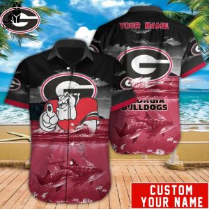 Personalized Georgia Bulldogs Mascot Red Black Design Hawaiian Shirt