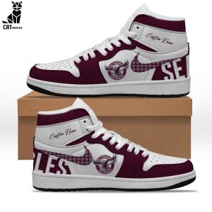 Personalized Manly Sea Eagles NRL Nike Logo Red White Design Air Jordan 1 High Top