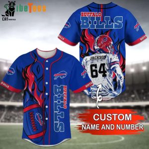 Personalized NFL Buffalo Bills Blue Mascot Design Baseball Jersey