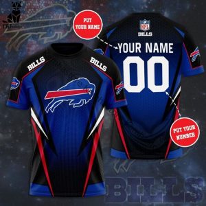 Personalized NFL Buffalo Bills Mascot Blue Black Design 3D T-Shirt