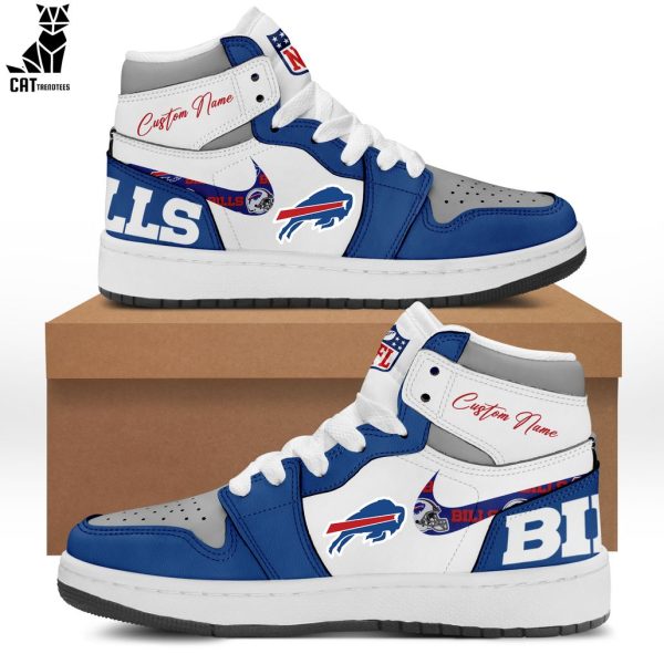 Personalized NFL Buffalo Bills Nike Logo White Blue Design Air Jordan 1 High Top