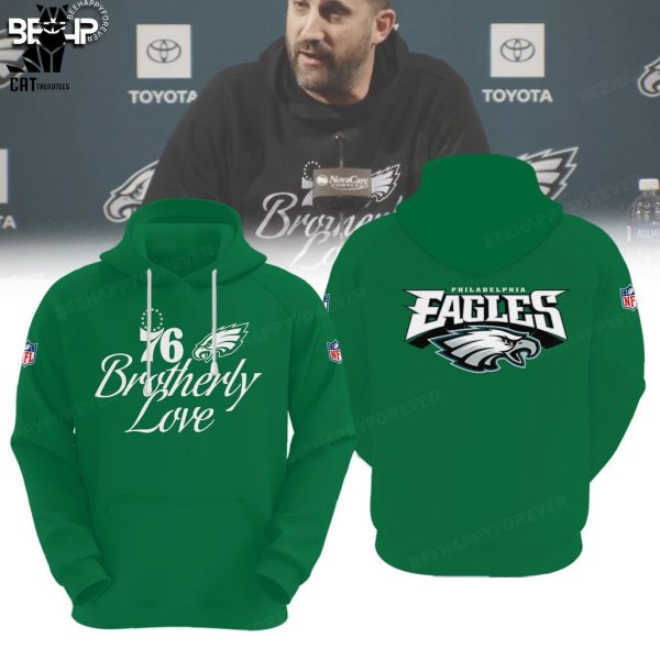 Philadelphia Eagles Brotherly Love 76 Green NFL Logo Design 3D Hoodie
