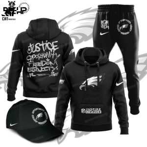 Philadelphia Eagles Justice Opportunity Equity Freedom  Nike Logo Design Hoodie Longpant Cap Set