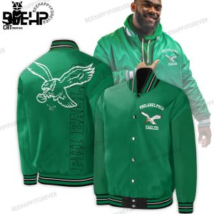 Philadelphia Eagles Kelly Green Mascot Design Baseball Jacket
