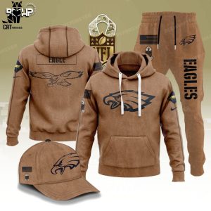 Philadelphia Eagles Salute To Service Brown Nike Logo Design Hoodie Longpant Cap Set