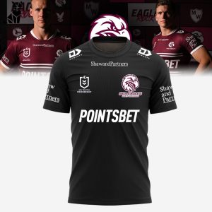 Piontsbet Home Of The Mighty Sea Eagles Black Logo Design 3D T-Shirt