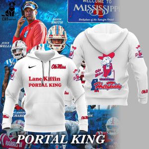 Portal King Lane Kiffin Ole Miss Hoodie Hotty Toddy Rebels Football NCAA White Nike Logo Design 3D Hoodie Longpant Cap Set